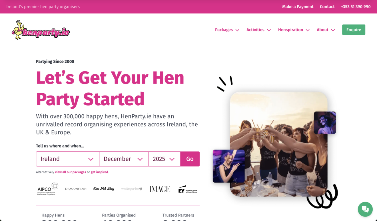 HenParty.ie Homepage